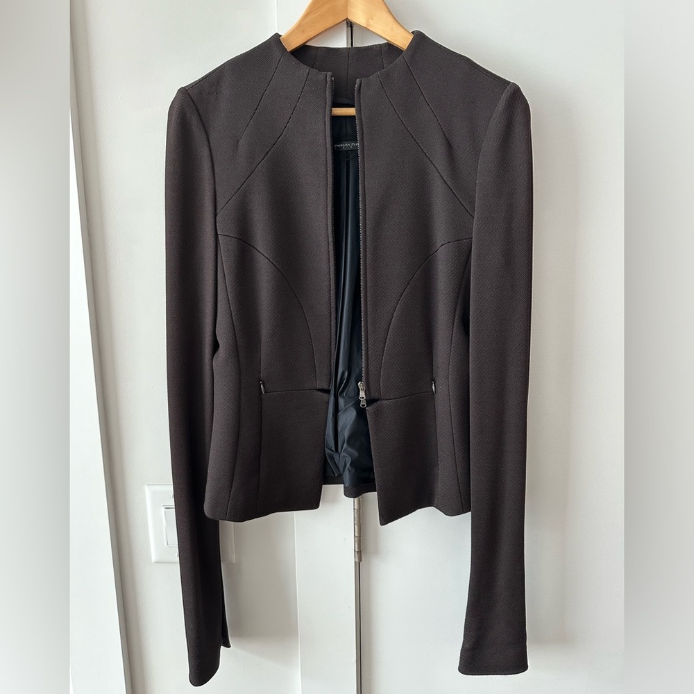 Partizia Pepe Sera Zip Up Brown Blazer Size 2